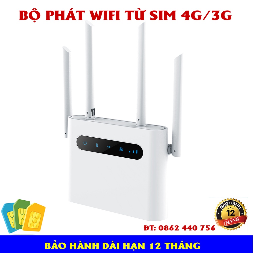 Cục phát wifi 4G, Bộ phát wifi 4G phát wifi từ sim MK1200 4 ăng ten, có 2 cổng LAN ra | BigBuy360 - bigbuy360.vn