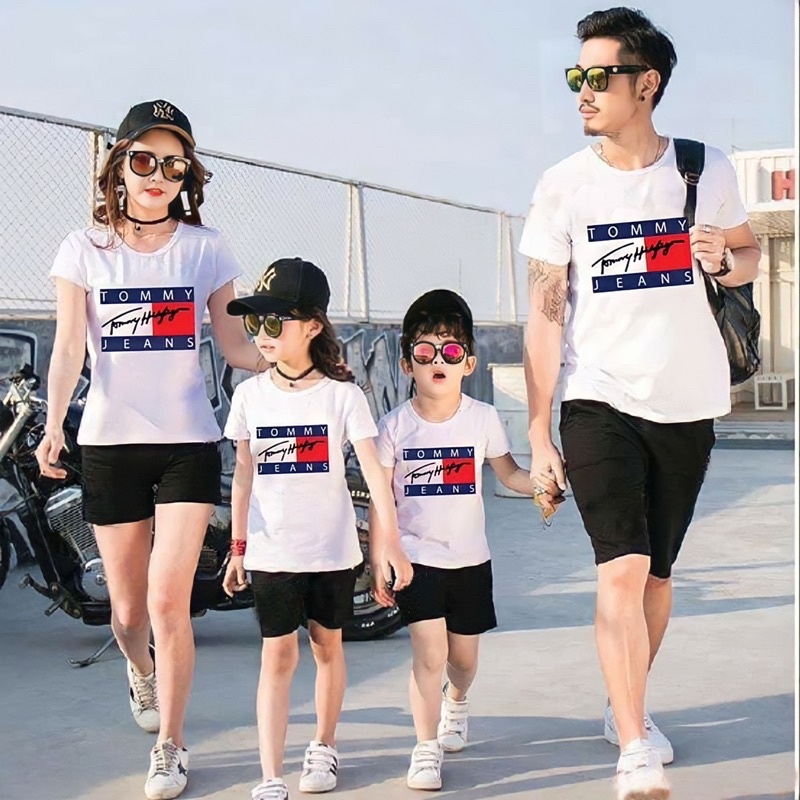 Áo thun gia đình in chữ TOMMY, áo phông cotton thoáng mát, đồng phục gia đình đủ size