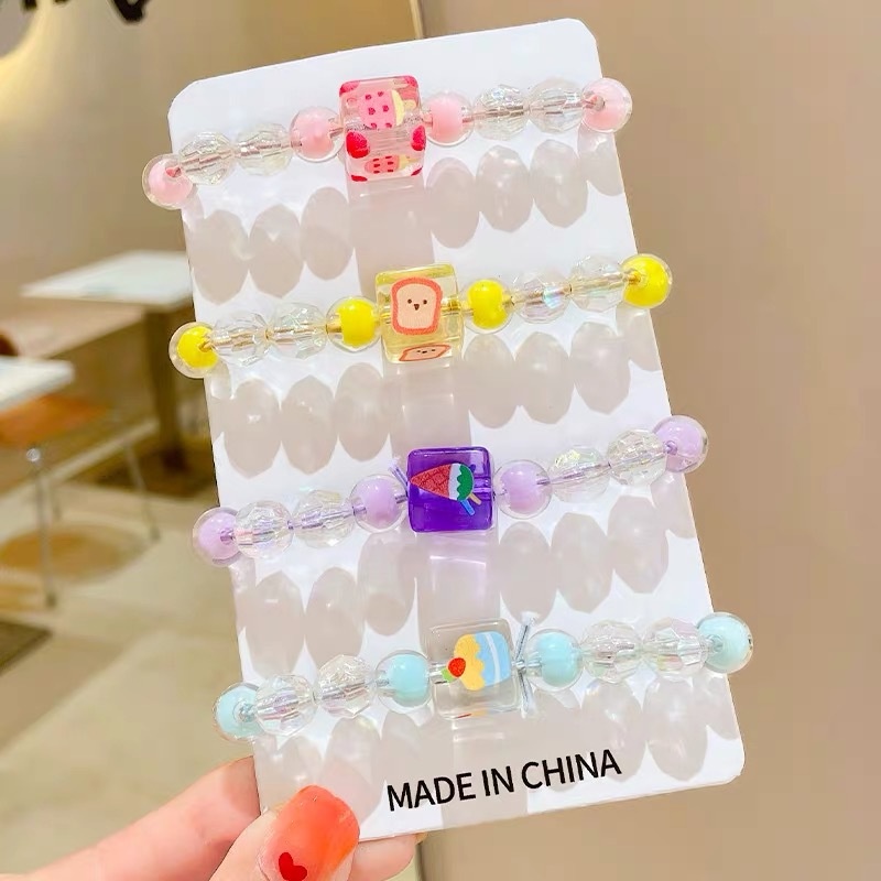 Vòng Tay Hạt Resin Trong Suốt In Hình Hoạt Hình Dễ Thương Có Thể Điều Chỉnh Cho Cặp Đôi