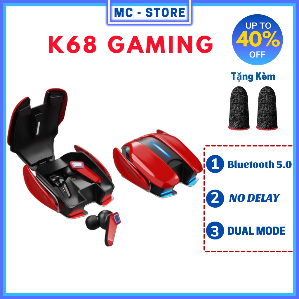 Tai Nghe Gaming K68 Tws Tai Nghe Chơi Game Không Dây Bluetooth 5.0 - Pin Trâu - Có Míc Đỗ Trễ Cực Thấp
