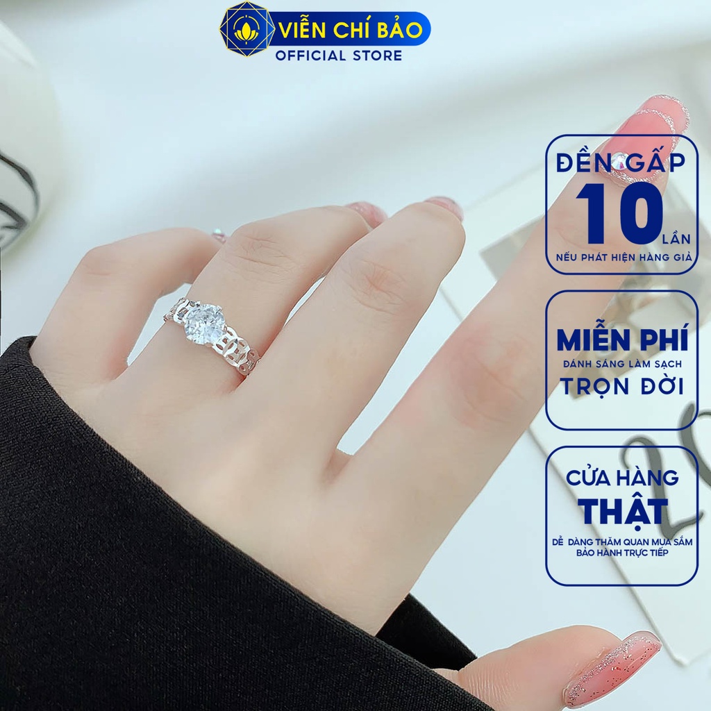Nhẫn bạc nữ kim tiề n đá cao 6 chấu mới chất liệu bạc 925 thời trang phụ kiện trang sức Viễn Chí Bảo N400080