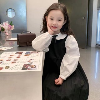 Set áo sơ mi cổ búp bê và chân váy phong cách hàn quốc cho nữ