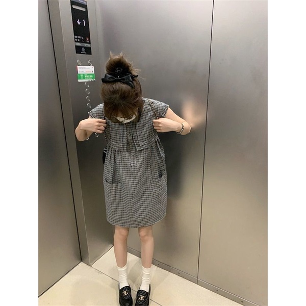 Đầm Cổ Polo Họa Tiết Sọc Caro Phong Cách Retro Thời Trang Mùa Hè Cho Nữ