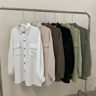 55-80kg sơ mi big size phối viền chỉ basic- hàng bán shop
