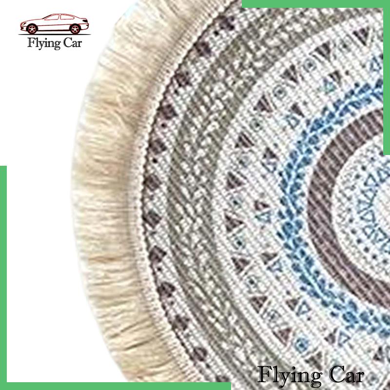 [Lzdjfmy2] Tấm Lót Tròn Đan Tay 33cm Phối Tua Rua Phong Cách Boho Trang Trí Bàn Nhà Bếp