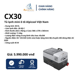 Chính hãng - Tủ lạnh mini ô tô Alpicool Việt Nam CX30 (30 lít) - làm đá, trữ sữa, bảo quản mỹ phẩm, thực phẩm, đồ uống