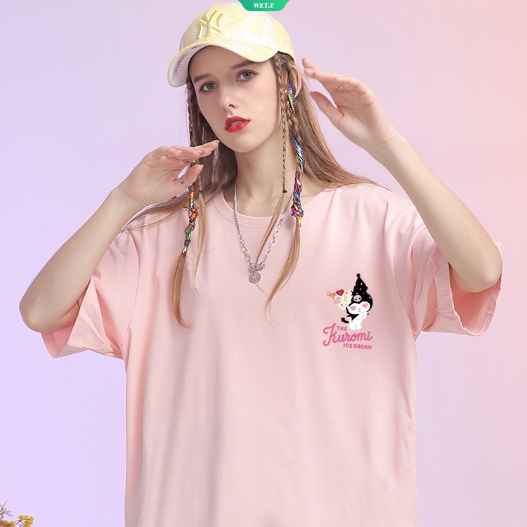 Áo Thun Tay Lỡ Dáng Rộng In Hoạt Hình Sanrio Salt System Kuromi Thời Trang Mùa Hè Cho Nữ