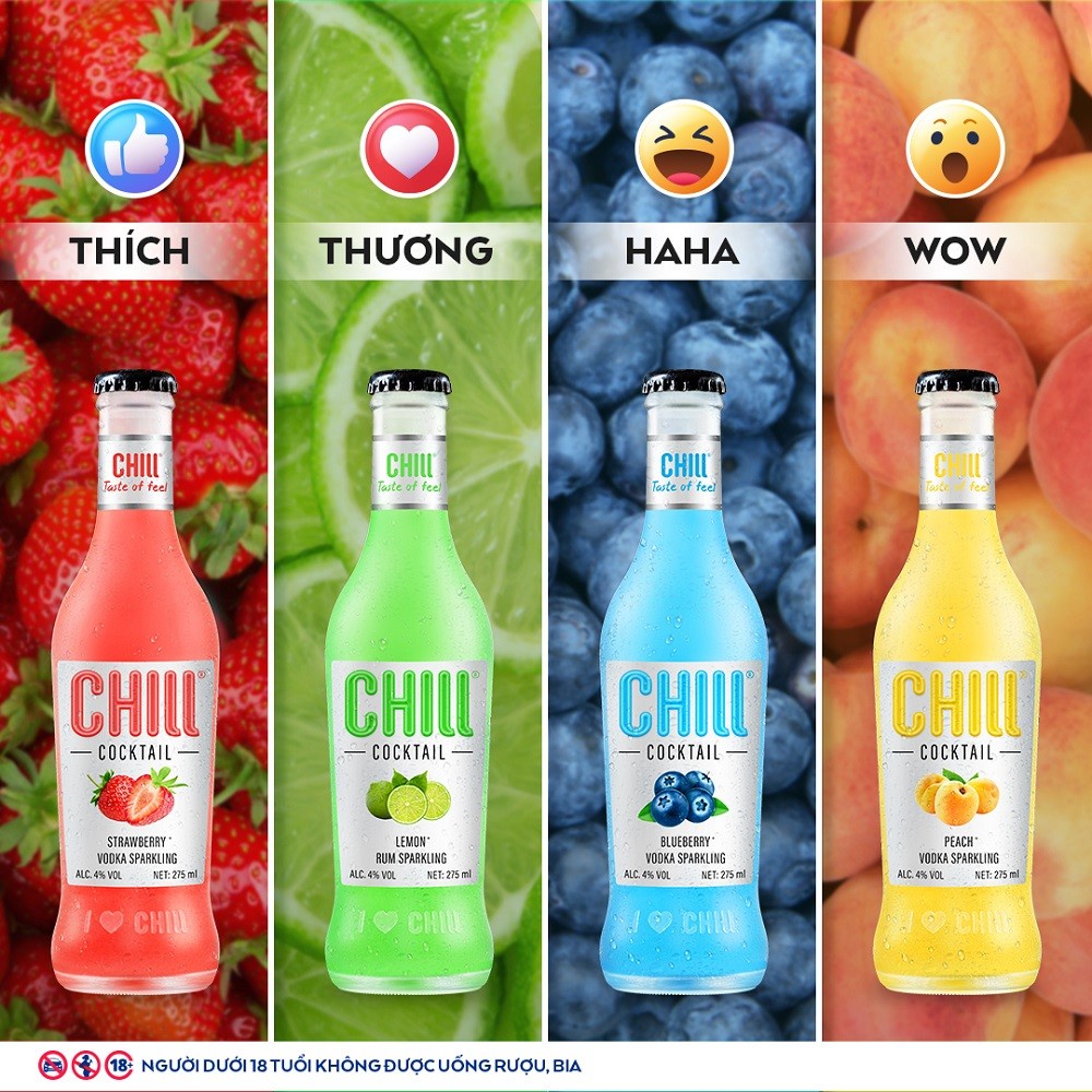 Nước trái cây lên men Chill Cocktail 330ml 6 chai long
