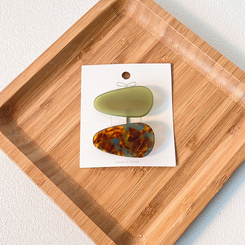 Set 2 Kẹp Tóc Mỏ Vịt Màu Tương Phản Dễ Thương Thời Trang