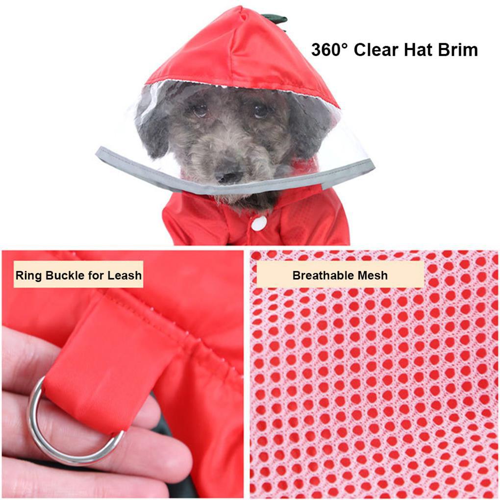 Áo Mưa Khủng Long Bằng Polyester Chống Nước Có Dải Phản Quang Cho Thú Cưng