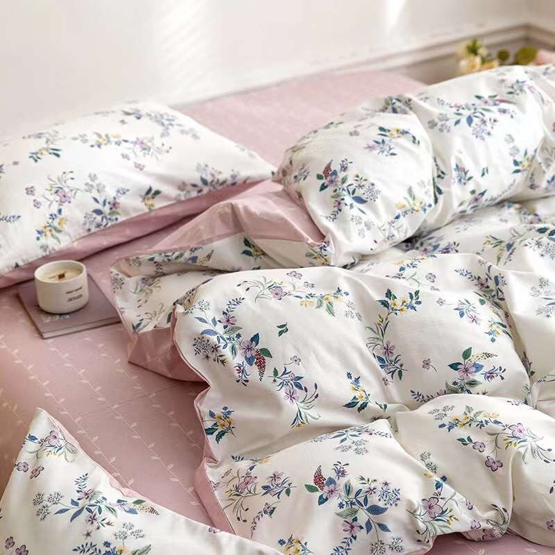 Chăn Ga Gối Cotton Living 💝 FREESHIP 💝 Bộ Chăn Ga Cotton 100% "Rừng Hoa Nhí " nhập khẩu 4 món