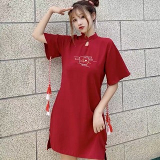 Order - sườn xám cách tân thắt nơ 2 màu