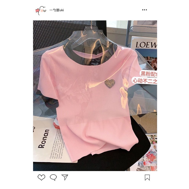 Áo Sweater Tay Ngắn Dáng Ôm Phối Màu Tương Phản Thời Trang Mùa Hè 2022 Cho Nữ
