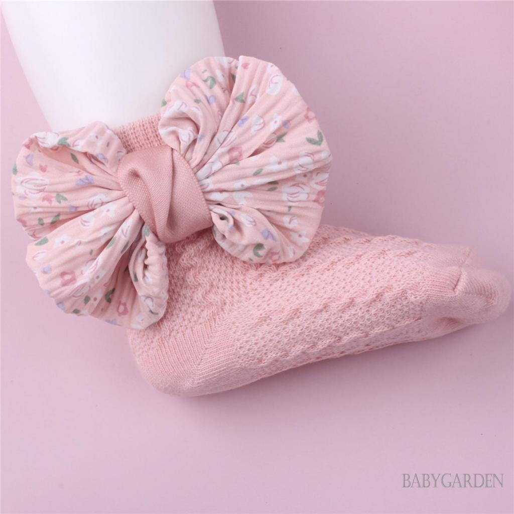 Đôi Vớ Mềm Ấm Áp Đính Nơ + Băng Đô Dễ Thương Cho Bé Gái 0-24 Tháng Tuổi