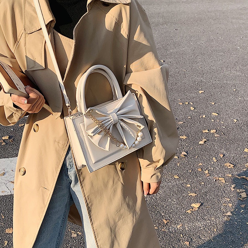 Túi Xách JASMIN NOIR Da PU Hình Hộp Phối Dây Xích Thời Trang Dành Cho Nữ