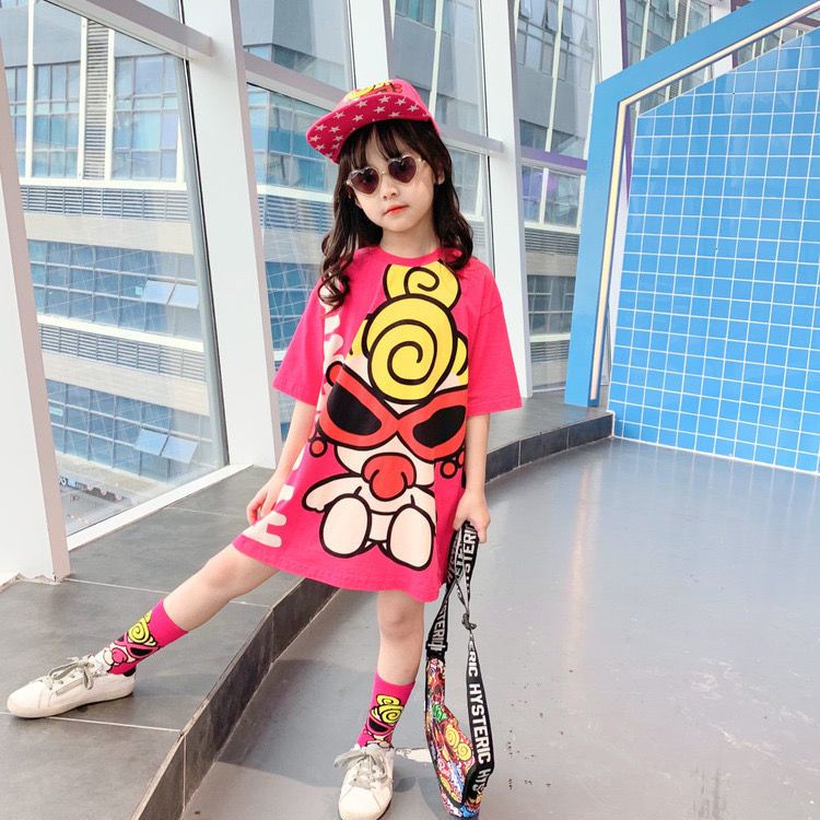 Đầm Thun In Hoạt Hình Thoáng Khí Nhanh Khô Thời Trang Đáng Yêu Dành Cho Bé Gái
