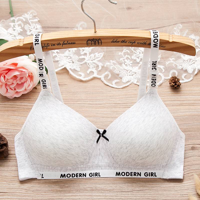 Áo Ngực cotton Mỏng Không Dây Không Có Từ Tính In Chữ Dành Cho Nữ Tuổi Teen