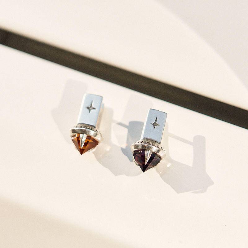 Siderealmade Bông Tai Bạc 925 Dát Kim Cương Thủy Tinh Dát Ngắn Hai Màu