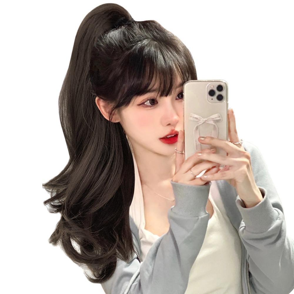 ANEMONE Tóc Giả Đuôi Ngựa Xoăn Dài Màu Đen / Nâu Ngọt Ngào Chất Lượng Cao Dành Cho Nữ