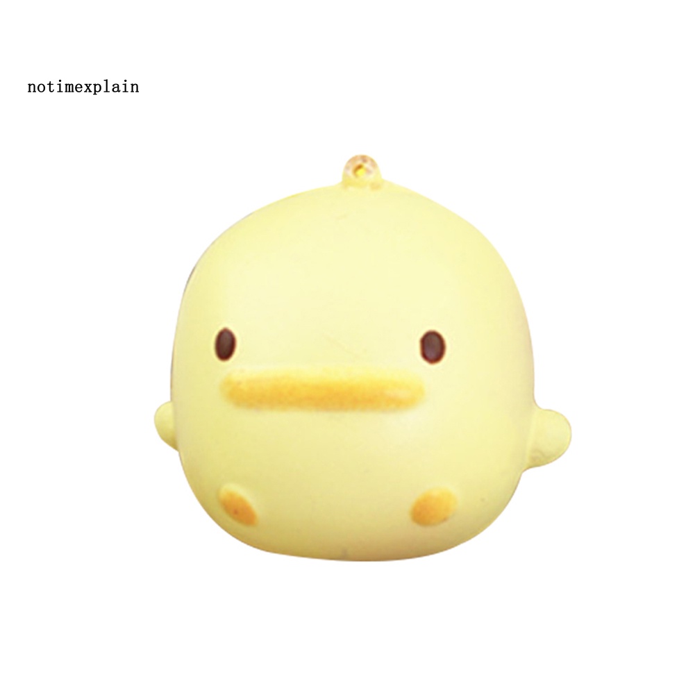 Móc Khóa Gắn Vịt Tròn Bóp Tay Giảm Căng Thẳng Dễ Thương