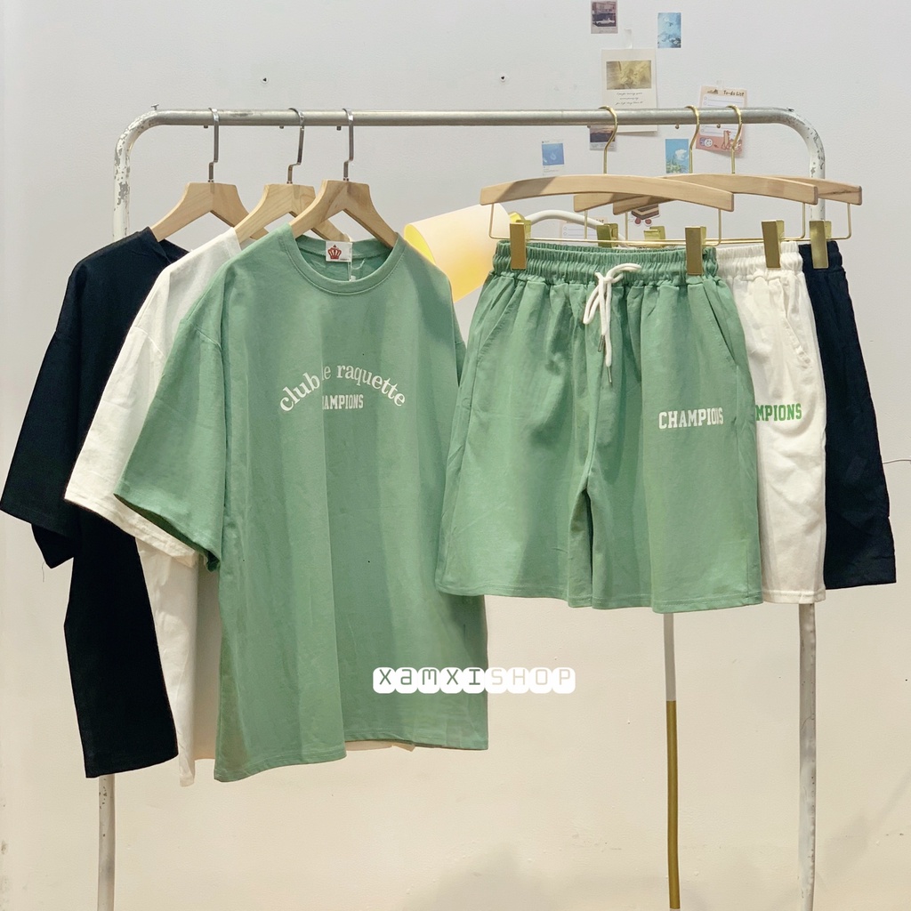Set đồ bộ quần đùi in chữ nhỏ, đồ mặc ở nhà, đồ ngủ, đồ nữ- Shop Xàm Xí