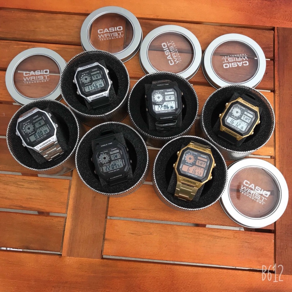 Đồng hồ nam Casio AE1200 dây thép không gỉ , classic