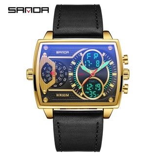 Đồng hồ đeo tay thạch anh kỹ thuật số hai mặt thời trang cho nam reloj