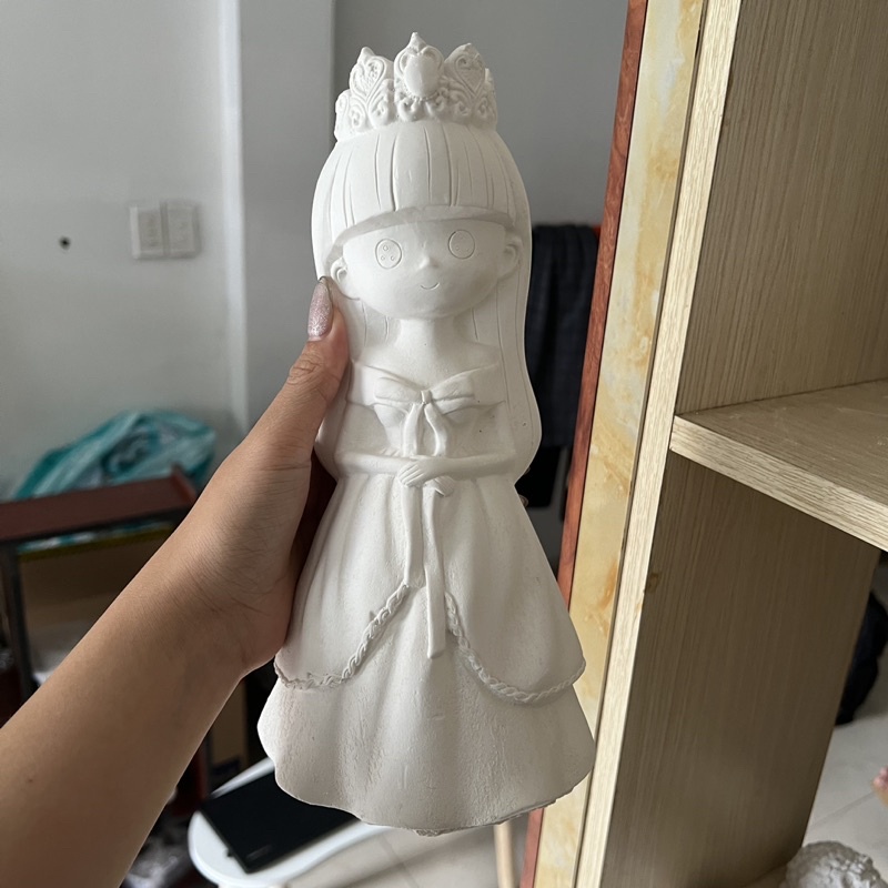 Tô Tượng Thạch Cao Màng Công Chúa Size Đại 18-24cm Kèm Màu Cọ Khay Pha Màu Tượng Thạch Cao Gấu Pooh
