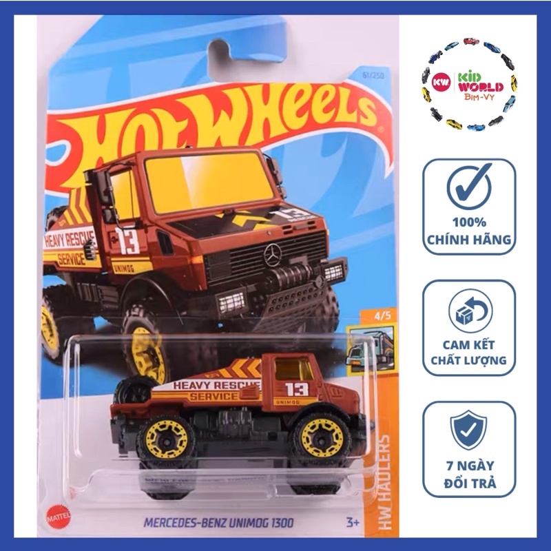 Xe mô hình Hot Wheels basic Bán tải Mercedes-Benz Unimog 1300 HKH26.