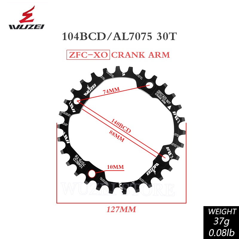 Đĩa Xích Tròn WUZEI 104BCD 30T 32T 34T 36T 38T 40T 42T 44T 46T 48T 50T 52T Cho Xe Đạp MTB