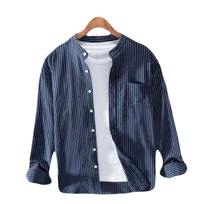 Áo sơ mi nam BEFOYI dài tay kẻ sọc dáng rộng size M-3XL