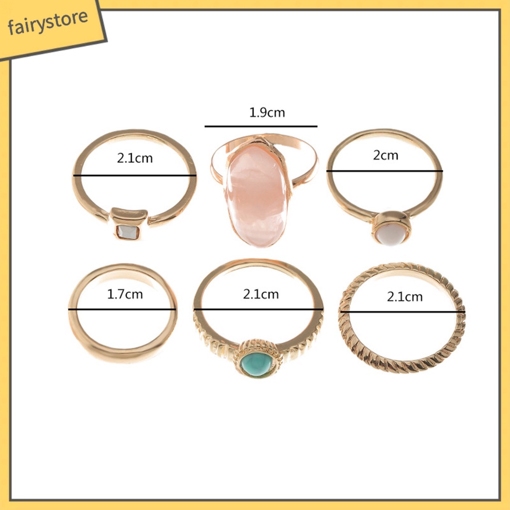 Bộ 6 Nhẫn Đeo Tay Bằng Hợp Kim Phong Cách Vintage Thanh Lịch Dành Cho Nữ / Fairy1 / 6 Chiếc