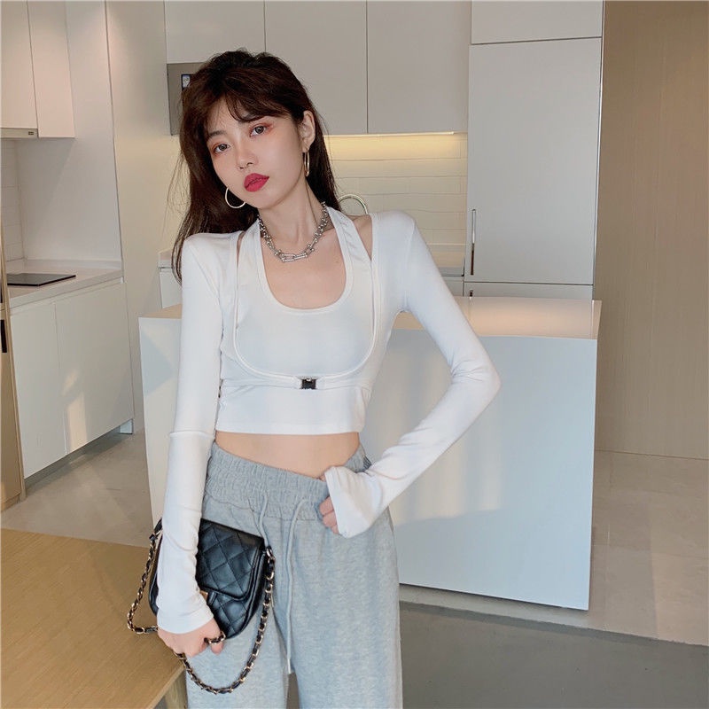 Áo Thun Tay Dài Giả Hai Lớp Thời Trang Cá Tính Cho Nữ