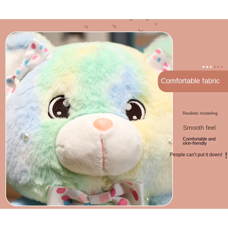 Thú Nhồi Bông Hình Gấu Thắt Nơ Màu Nhuộm Ngọc Trai Cho Bé