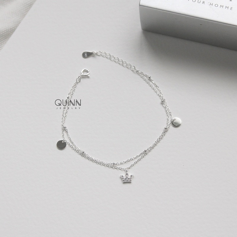 Lắc tay Crownie - lắc tay nữ bạc 925 vương miện đính đá dây đôi