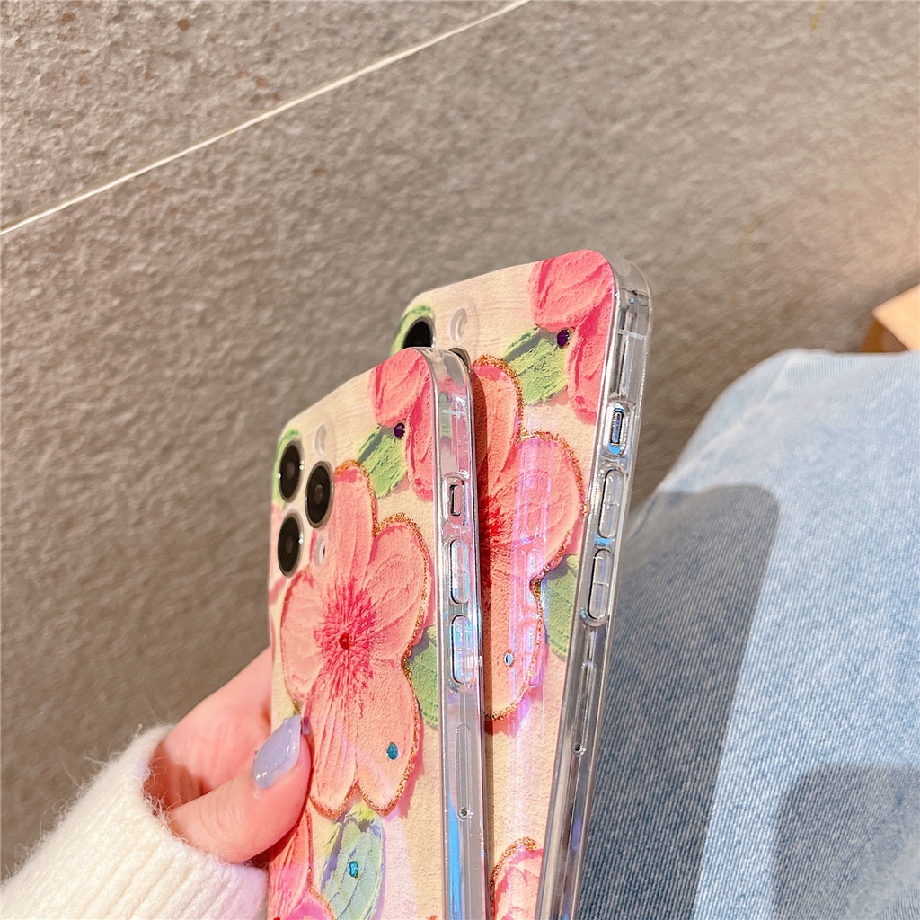 Ốp Điện Thoại Mềm Họa Tiết Hoa Màu Laser Blu-ray Cho Samsung Galaxy S23 UItra S22 S21 Plus S20 S21 FE