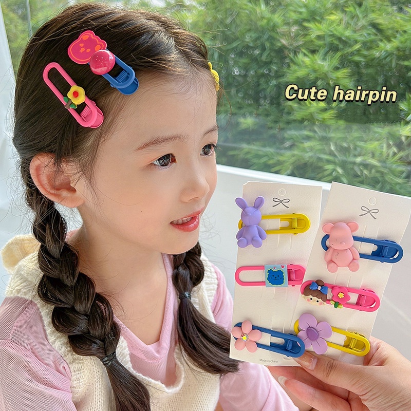 Bộ 3 Kẹp Tóc Hình Thú Hoạt Hình Dễ Thương Cho Bé Gái
