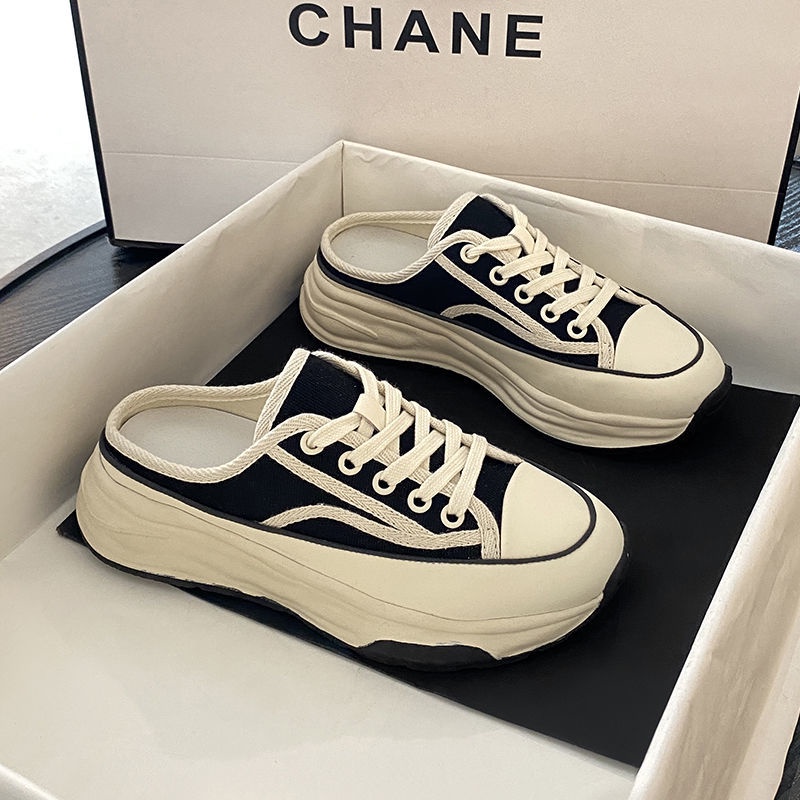 Dép Bít Mũi Vải Canvas Đế Dày Tăng Chiều Cao Thời Trang Mùa Hè Hàng Mới 2023 SH3782
