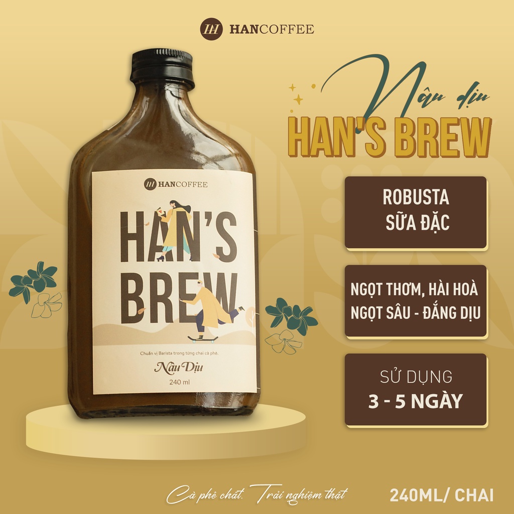 Cà phê đóng chai Cold Brew HANCOFFEE tiện lợi, chất lượng