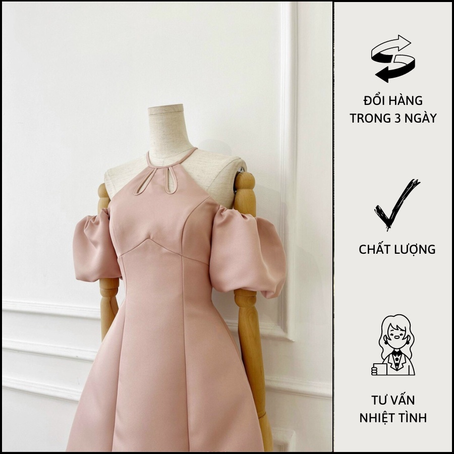 Đầm Xoè Tay Phồng Cổ Yếm Khoét Cực Xinh - M0657