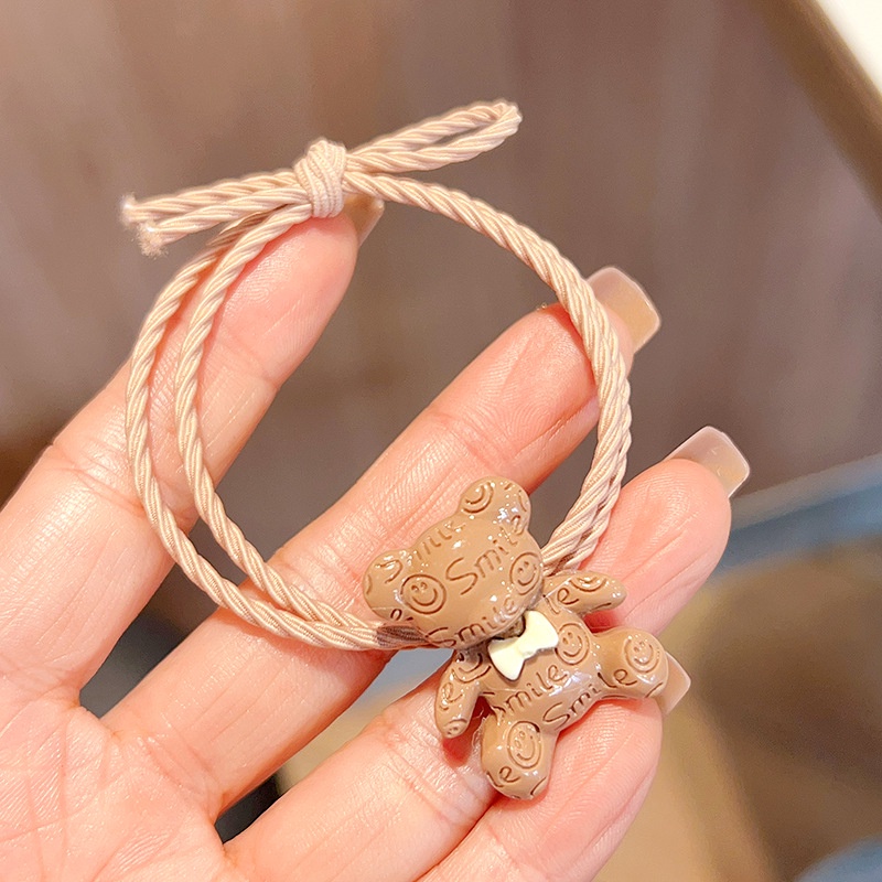 Dây Cột Tóc Cao Su Co Giãn Hình Gấu Hoạt Hình Dễ Thương Cho Bé Gái