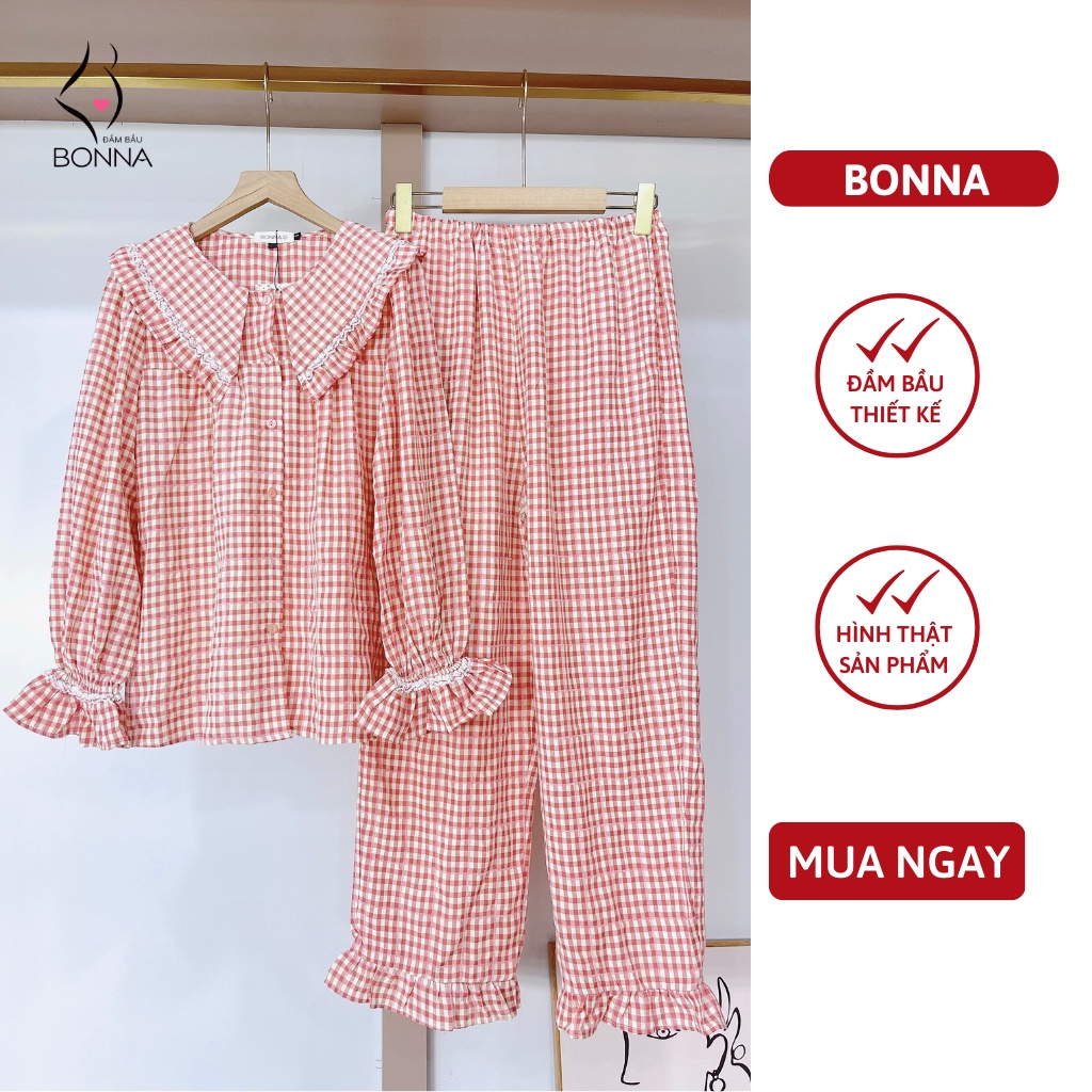 Đồ bộ bầu BONNA - B066 thiết kế chất đũi mềm mại, dáng pyjama