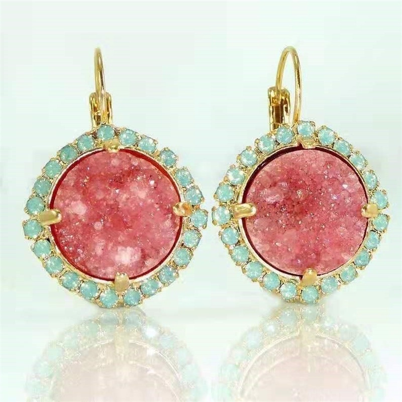 Giảm Giá Xuyên Biên Giới Khuyên Tai Mặt oval Dát Đá Kim Cương Trắng Khí Chất Cho Nữ