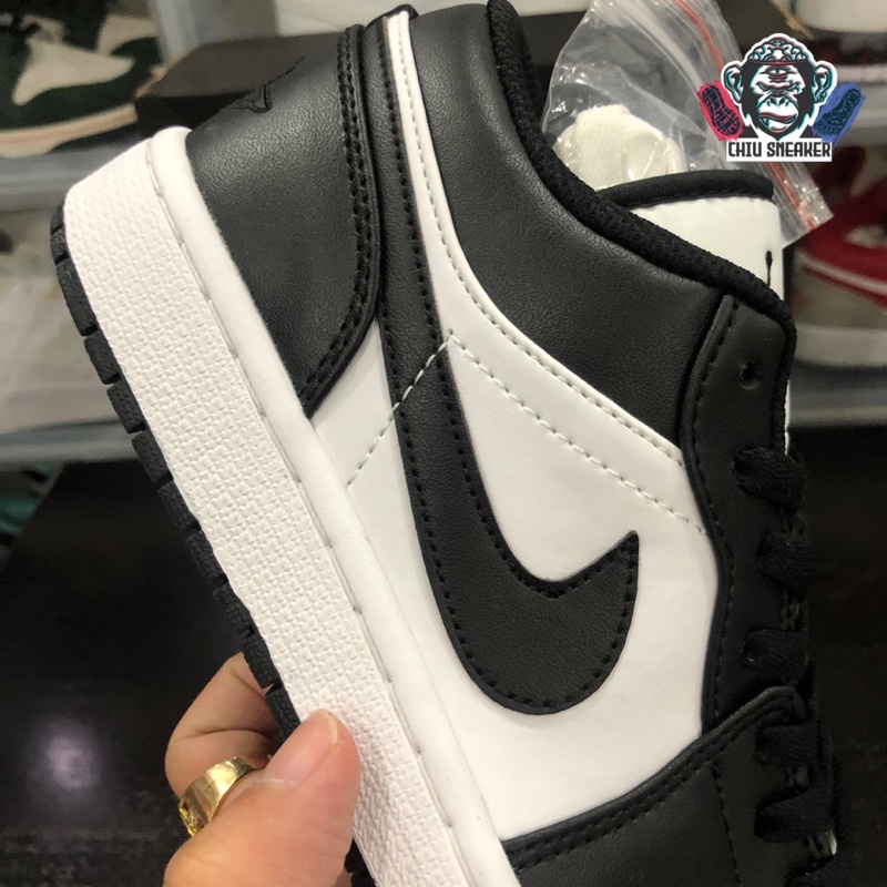 Giày sneaker jd1 cổ thấp đen trắng giày jordan 1 low black white phiên bản likeauth da bò