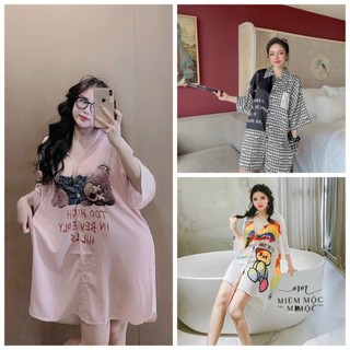 Váy ngủ dáng sơ mi cực xinh lụa xước mềm