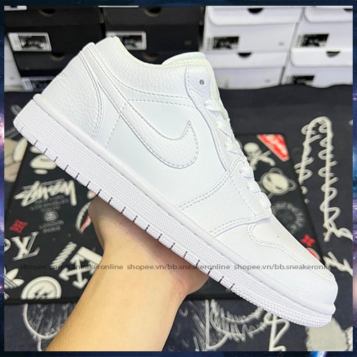Giày Air Jordan 1 Low All White, Jordan cổ thấp full trắng bản s.cấp full box bill, tăng box bảo vệ