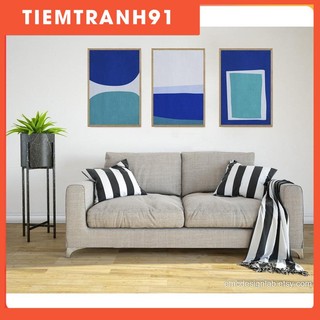 Tranh treo tường | Bộ 3 tranh Blue & Teal Abstract, Baby Blue Teal Classic Blue Wall Art