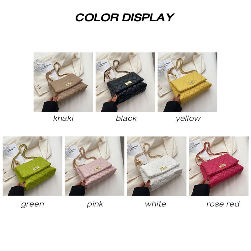 Túi đeo chéo vai CHIC JOY nhỏ nhắn họa tiết hình thoi có dây xích thời trang