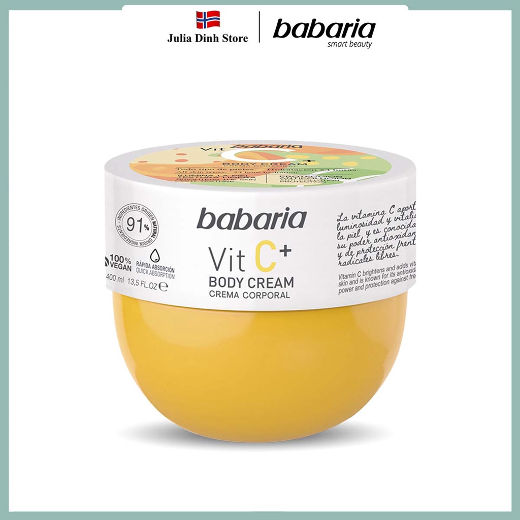 Kem dưỡng thể body Babaria VITAMIN C trắng da hộp 400ml