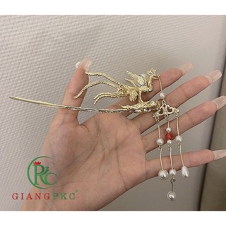 Trâm cài tóc cô dâu phượng đỏ